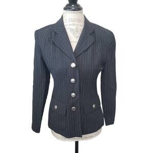 Lois Snyder Dani Max Petite Black & White Pin Striped Blazer Suit Jacket